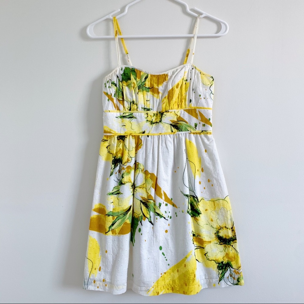 White & Yellow Flowered Dress